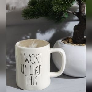 RAE DUNN I WOKE UP LIKE THIS White Ceramic Mug 4 1/2" Tall